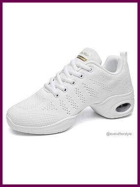 Womens Jazz Shoes Lace-Up Breathable Air Cushion split Sole Dance Sneakers